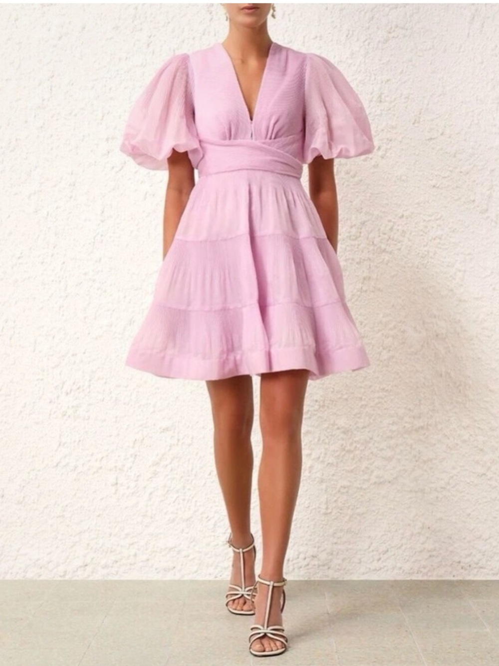 Zimmermann Pleated Mini Dress In Pink